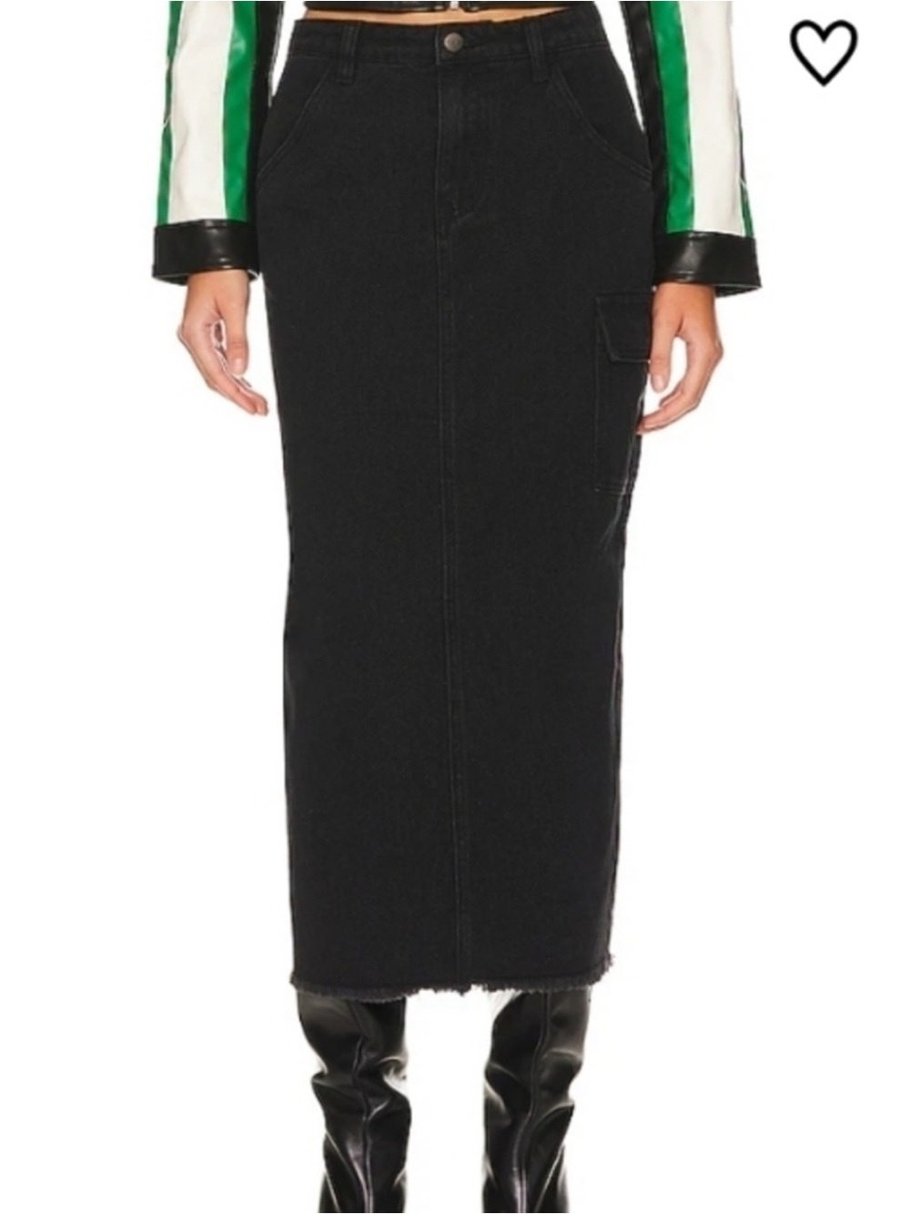 Superdown Size Small Black Wash Cargo Midi Denim Skirt